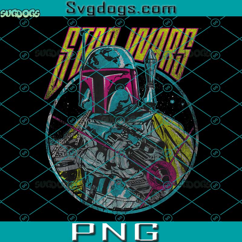 Star Wars Boba Fett Neon Blaster Vintage Graphic PNG, Star Wars PNG