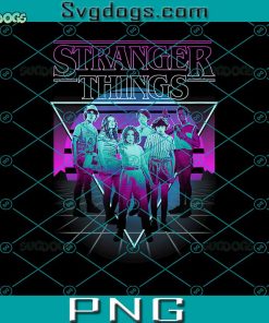 Stranger Things Group Shot Neon Triangle PNG, Stranger Things PNG