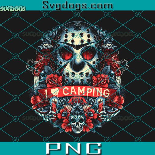 Jason Voorhees Mask PNG, Jason Voorhees I Love Camping PNG