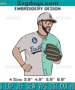 Bad Bunny LA  Embroidery Design File, Bad Bunny LA Baseball  Embroidery Design File