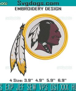 Washington Redskins Logo Embroidery Design File, Washington Embroidery Design File