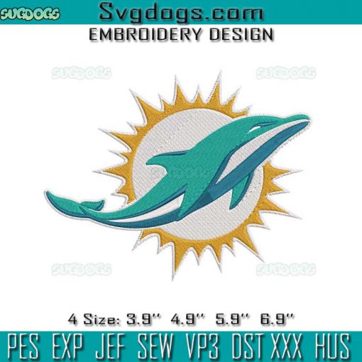 Miami Dolphins Logo Embroidery Design File, Miami Dolphins Embroidery Design File