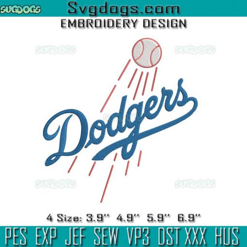 Los Angeles Dodgers Logo Embroidery Design File, Dodgers Embroidery Design File