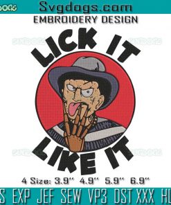 Freddy Krueger Embroidery Design File, Lick It Like It Embroidery Design File