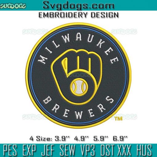 Milwaukee Brewers Embroidery Design File, Brewers Baseball Embroidery Design File
