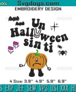 Un Halloween Sin Ti Embroidery Design File, Bad Bunny Embroidery Design File