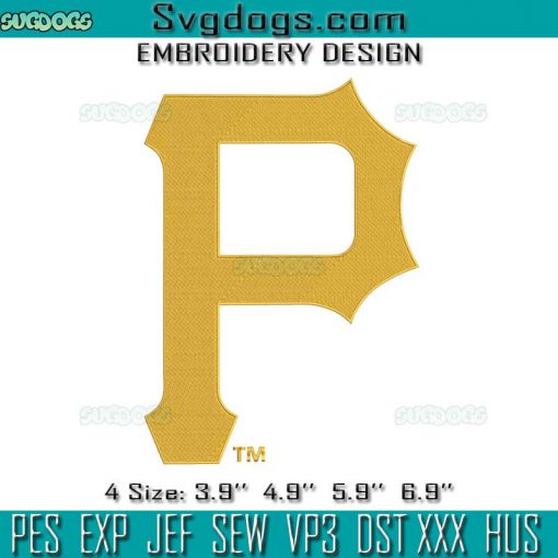Pittsburgh Pirates Logo Embroidery Design File, P Embroidery Design File