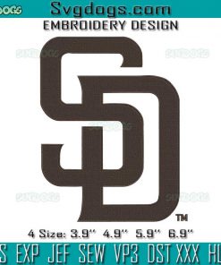 San Diego Padres Logo Embroidery Design File, SD Embroidery Design File