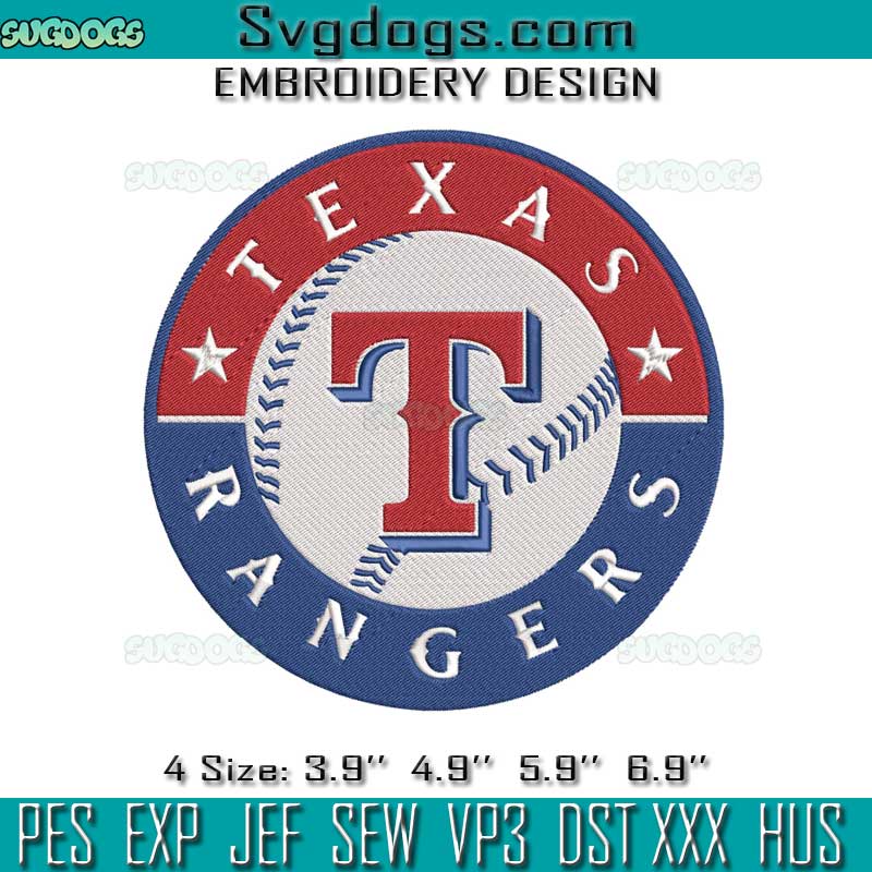 Texas Rangers Logo Embroidery Design File, T Embroidery Design File