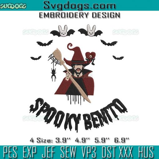 Spooky Bentto Embroidery Design File, Bad Bunny Halloween Embroidery Design File