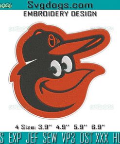 Baltimore Orioles Bird Logo Embroidery Design File, Bird Embroidery Design File