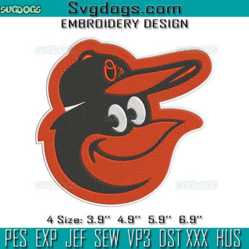 Baltimore Orioles Bird Logo Embroidery Design File, Bird Embroidery Design File