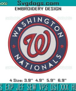 Washington Nationals Logo Embroidery Design File, W Embroidery Design File