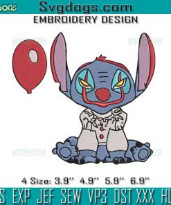 Stitch Pennywise Embroidery Design File, Stitch Embroidery Design File