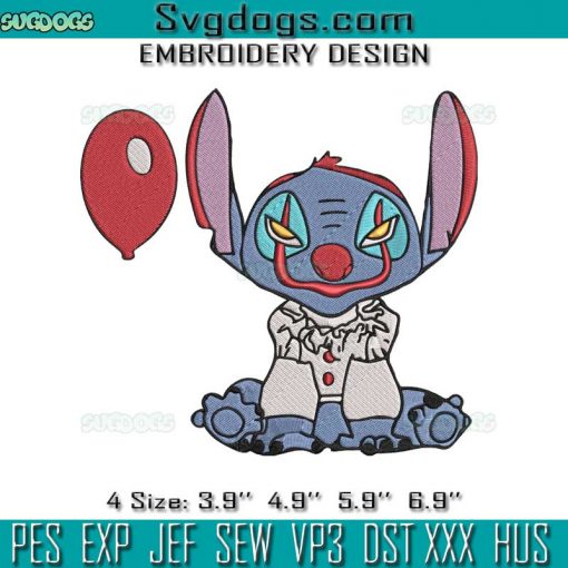 Stitch Pennywise Embroidery Design File, Stitch Embroidery Design File