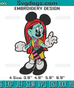 Minnie Sally Halloween Embroidery Design File, Mickey Embroidery Design File