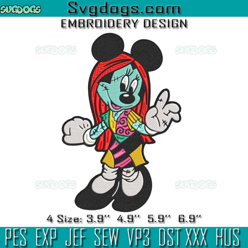 Minnie Sally Halloween Embroidery Design File, Mickey Embroidery Design File