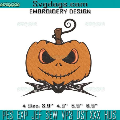 Pumpkin Jack Skellington Embroidery Design File, Halloween Embroidery Design File