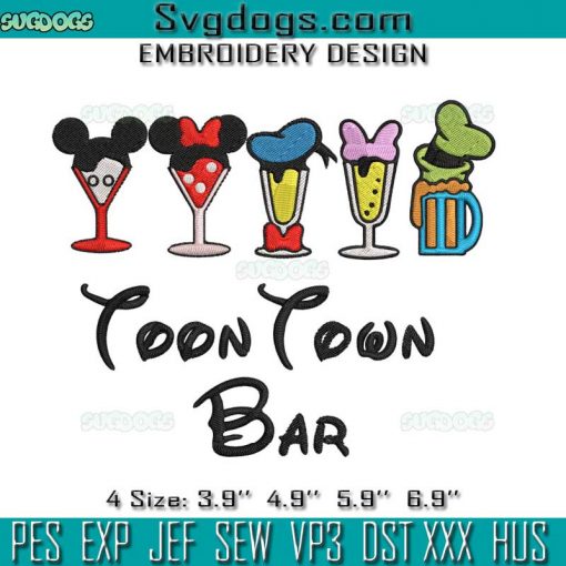 Toon Town Bar Drinking Embroidery Design File, Mickey Embroidery Design File