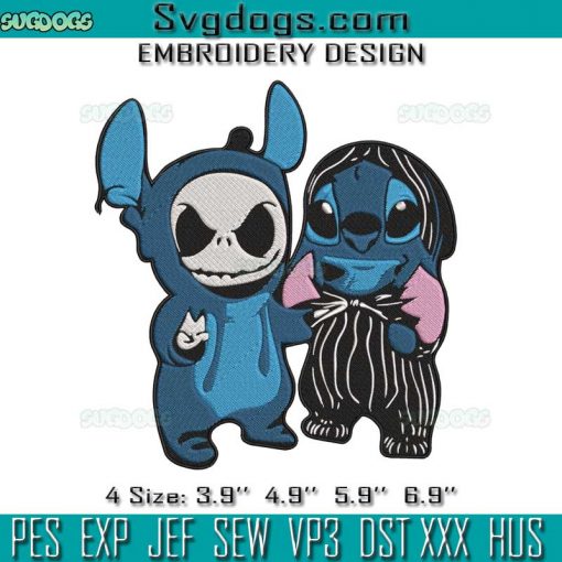 Stitch And Jack Skellington We Are Best Friends Embroidery Design File, Stitch And Jack Skellington Embroidery Design File