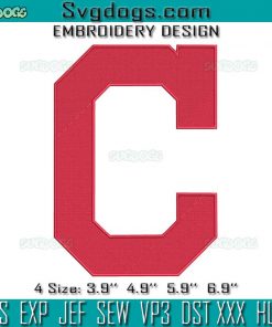 Cleveland Indians C Logo Embroidery Design File, Cleveland Indians Embroidery Design File