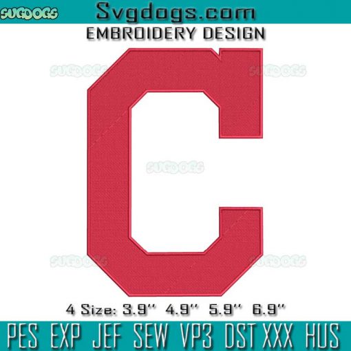 Cleveland Indians C Logo Embroidery Design File, Cleveland Indians Embroidery Design File