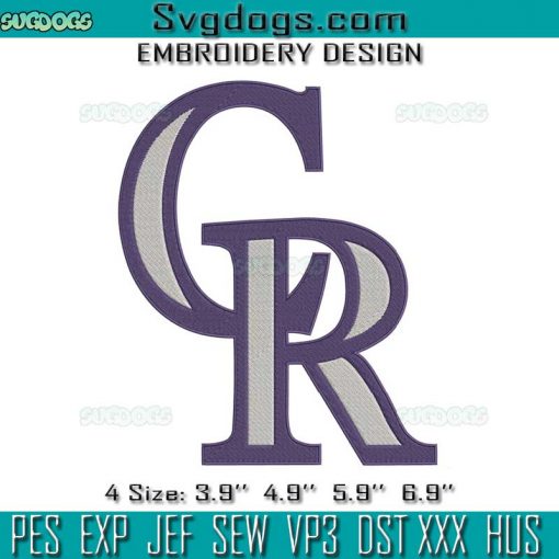 Colorado Rockies Logo Embroidery Design File, CR Embroidery Design File