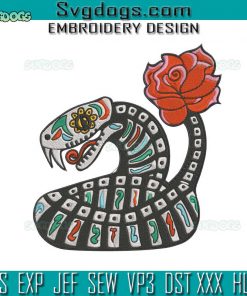 Dia De Los Muertos Snake Embroidery Design File, Snake Embroidery Design File