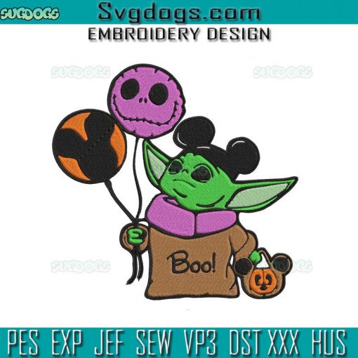 Halloween Baby Yoda Embroidery Design File, Baby Yoda Hug Jack Skellington Embroidery Design File