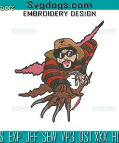 Halloween Bad Bunny Freddy Krueger Embroidery Design File, Freddy Krueger Embroidery Design File