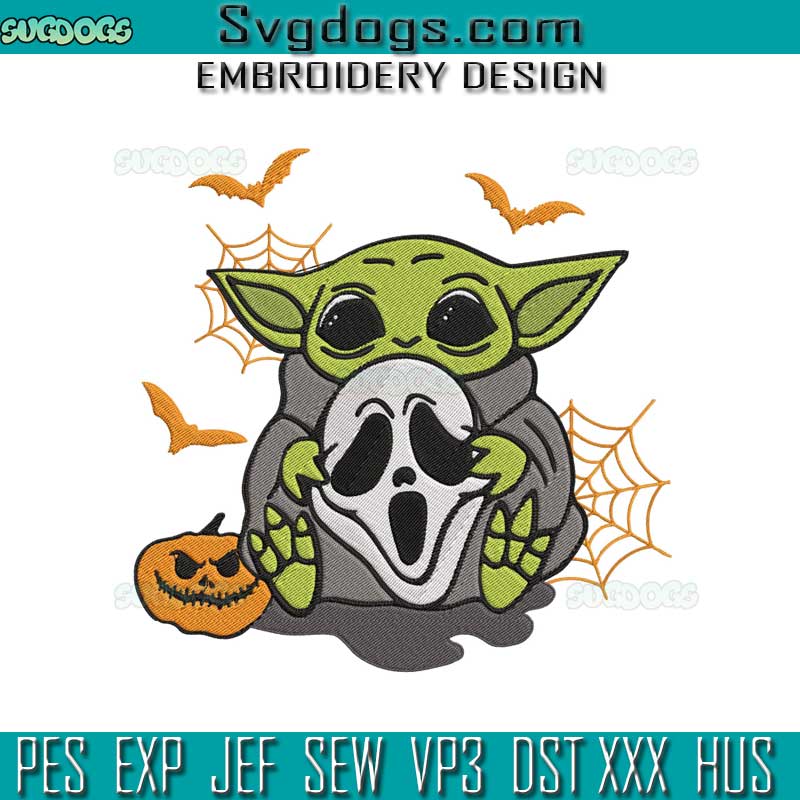 Halloween Ghost Embroidery Design File, Baby Yoda Ghost Embroidery Design File