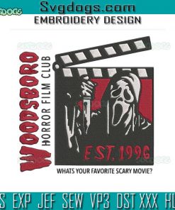 Woodsboro Horror Film Club Embroidery Design File, Scream Ghost Embroidery Design File