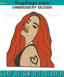 Karol G Red Hair Embroidery Design File, Karol G Embroidery Design File