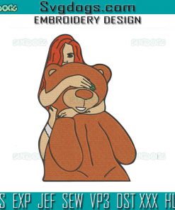 Karol G Pelo Rojo Embroidery Design File, Karol G Teddy Bear Embroidery Design File