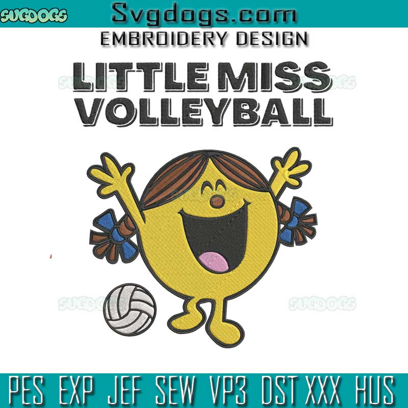 Little Miss Volleyball Embroidery Design File, Little Miss Embroidery Design File