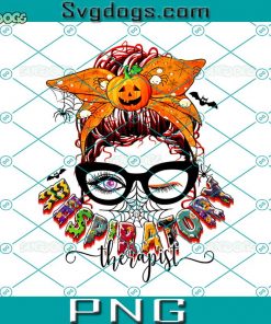 Messy Bun Respiratory Therapist PNG, Messy Bun Respiratory Care Practitioner Colorful Halloween PNG