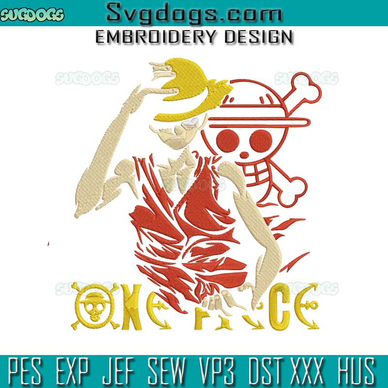 One Piece Embroidery Design File, Luffy Embroidery Design File