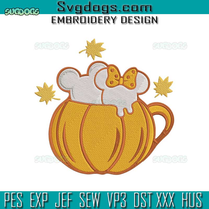 Pumpkin Spice Mouse Heads Embroidery Design File, Pumpkin Mouse Embroidery Design File