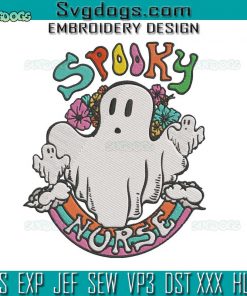 Spooky Nurse Embroidery Design File, Halloween Boo Embroidery Design File