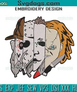 Freddy Jason Chucky Embroidery Design File, Halloween Embroidery Design File