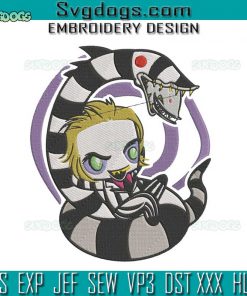 Bettlejuice Embroidery Design File, Sandworm Beetlejuice Snake Embroidery Design File