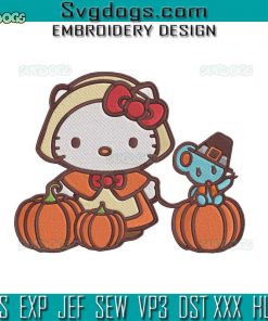 Hello Kitty Halloween Embroidery Design File, Cat Halloween Embroidery Design File