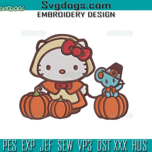 Hello Kitty Halloween Embroidery Design File, Cat Halloween Embroidery Design File