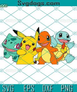 Pokemon Pikachu Bulbasaur Squirtle Charmander Friends SVG, Pokemon Pikachu SVG, Bulbasaur SVG