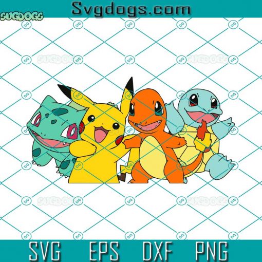 Pokemon Pikachu Bulbasaur Squirtle Charmander Friends SVG, Pokemon Pikachu SVG, Bulbasaur SVG