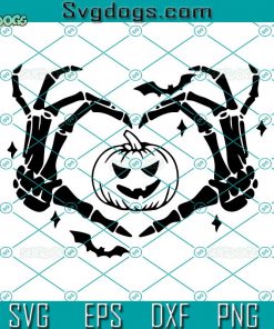 Skeleton Hands Heart SVG, Hand Shaped Pumpkin Heart SVG, I Love Halloween SVG