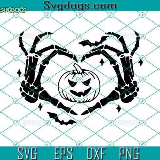 Skeleton Hands Heart SVG, Hand Shaped Pumpkin Heart SVG, I Love Halloween SVG