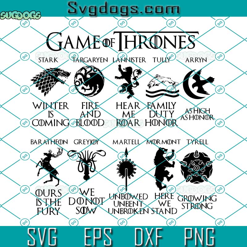 Game Of Thrones SVG, Stark SVG, Winter Is Coming SVG, Arryn SVG