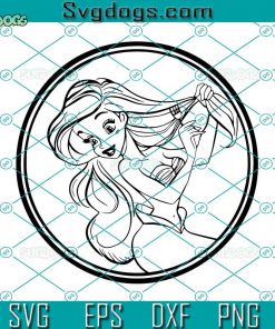 Ariel Princess Under The Sea SVG, Ariel in Round Frame SVG, Cartoon SVG