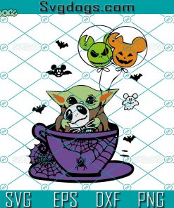 Halloween Baby In Cup Balloon SVG, Trick Or Treat SVG, Spooky Vibes SVG